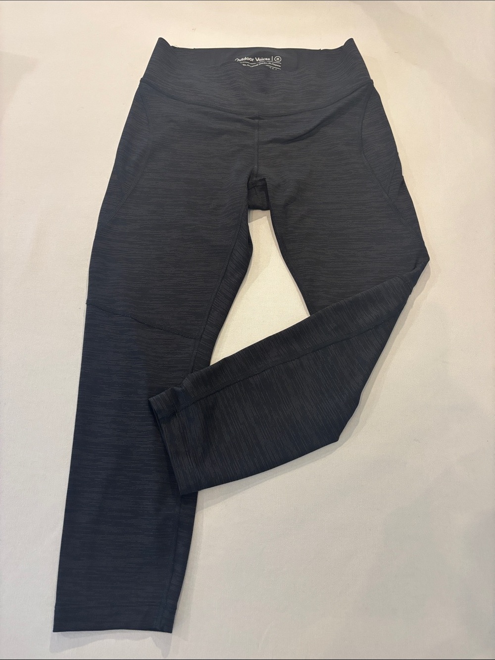 Outdoor Voices Heathered Black High-Rise Wide Waistband Leggins. Size Medium